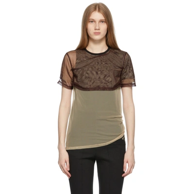 Shop Ader Error Brown & Beige Overlap T-shirt