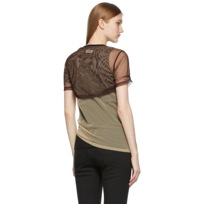 Shop Ader Error Brown & Beige Overlap T-shirt