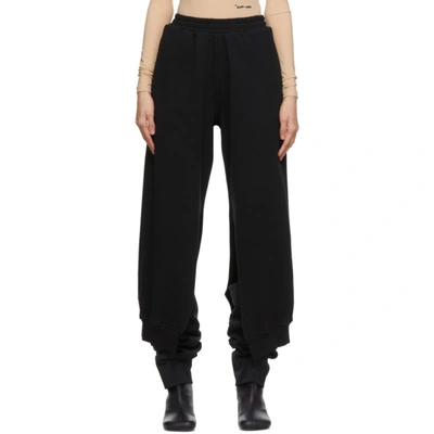 Shop Mm6 Maison Margiela Black Slit Lounge Pants In 900 Black