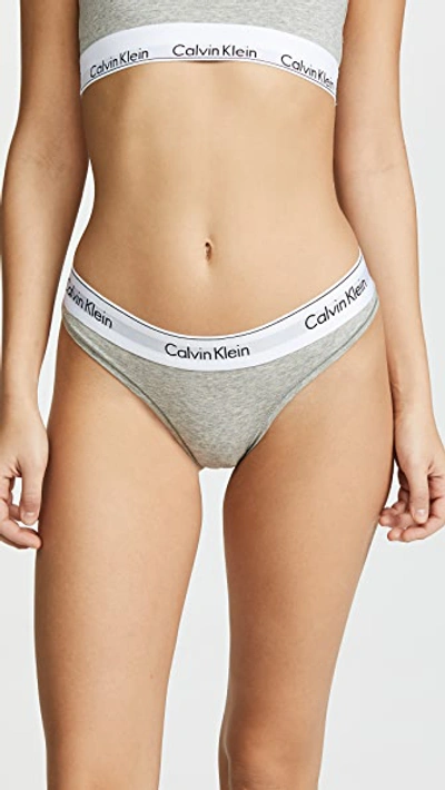 Shop Calvin Klein Underwear Modern Cotton Thong Heather Grey