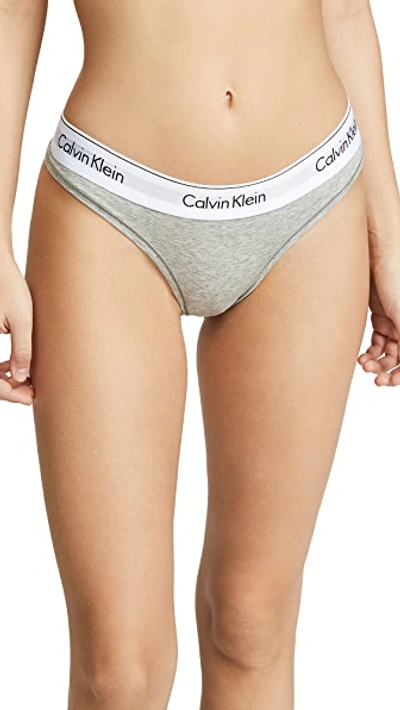 Shop Calvin Klein Underwear Modern Cotton Thong Heather Grey