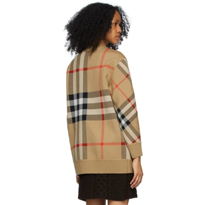 Shop Burberry Beige Merino Jacquard Check Sweater In Archive Bei