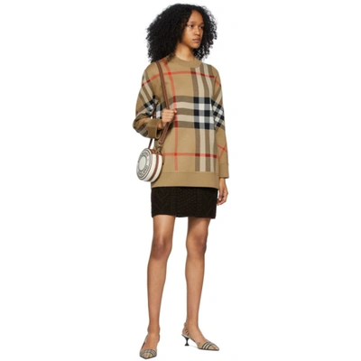 Shop Burberry Beige Merino Jacquard Check Sweater In Archive Bei