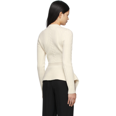 Shop Alexander Mcqueen Off-white Engineered Cable Knit Sweater In 9004 Ivory