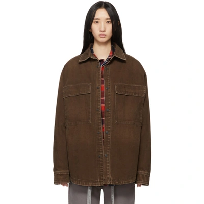 Shop Fear Of God Brown Washed Canvas Shirt In 204 Drkbrow