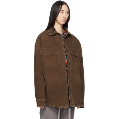 Shop Fear Of God Brown Washed Canvas Shirt In 204 Drkbrow