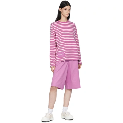 Shop Marc Jacobs Purple 'the Striped' Long Sleeve T-shirt In 002