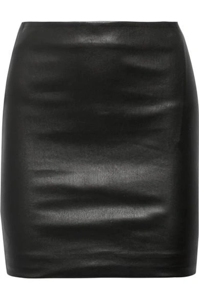 Shop The Row Loattan Stretch-leather Mini Skirt In Black
