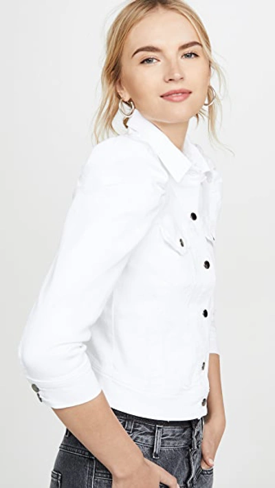 Retroféte Ada Puff-sleeve Denim Jacket In White