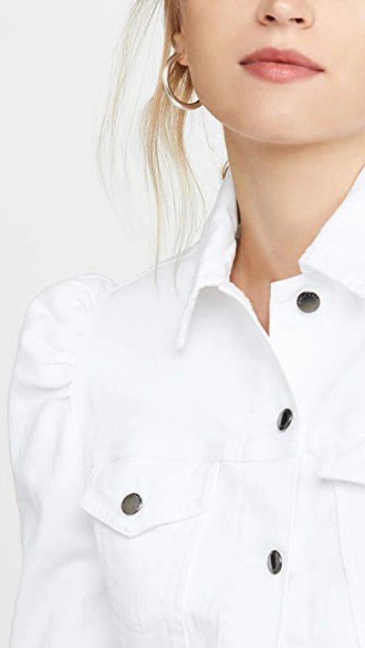 Retroféte Ada Puff-sleeve Denim Jacket In White