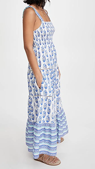 Playa Lucila Smock Border Dress In Blue Border Print Combo