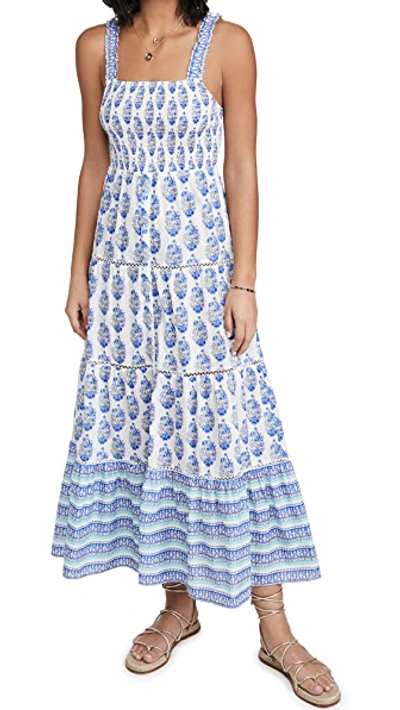 Playa Lucila Smock Border Dress In Blue Border Print Combo