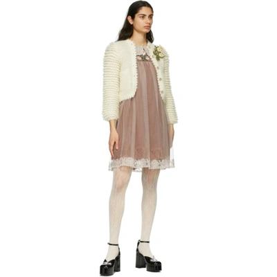 Shop Gucci Off-white Mohair Floral Brooch Cardigan In 9200 Ivory