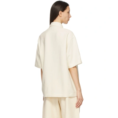 Shop Studio Nicholson Off-white Piero Short Sleeve Shirt In Milk