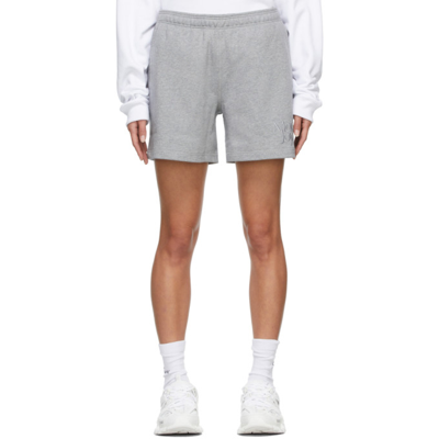 Shop More Joy Grey Embroidered Shorts In Grey Melang