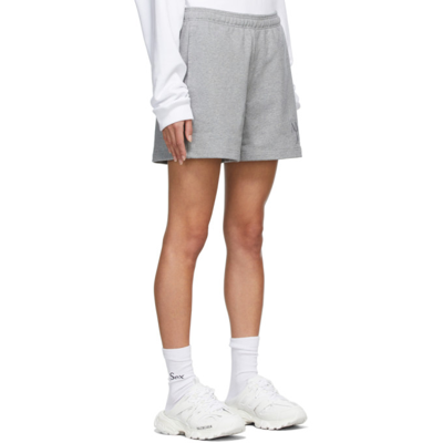 Shop More Joy Grey Embroidered Shorts In Grey Melang