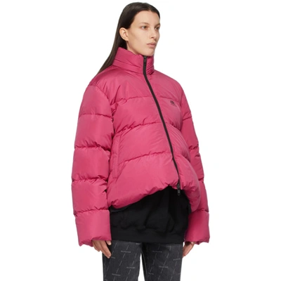 Shop Balenciaga Pink C-shape Bb Puffer Jacket In 5511 Fuchsi
