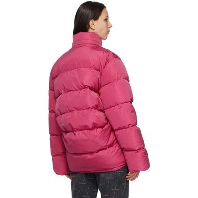 Shop Balenciaga Pink C-shape Bb Puffer Jacket In 5511 Fuchsi