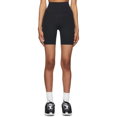 Shop Nike Black Infinalon Yoga Luxe Shorts In 010 Black/dk Smoke