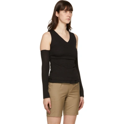 Shop Andersson Bell Black Cut-off Drape Long Sleeve T-shirt