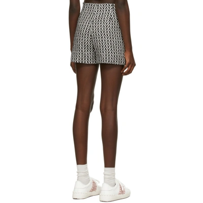 Shop Valentino Black & White Optical  Shorts In 0ni Black