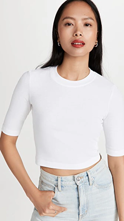 Shop Rosetta Getty Cropped Sleeve T-shirt White