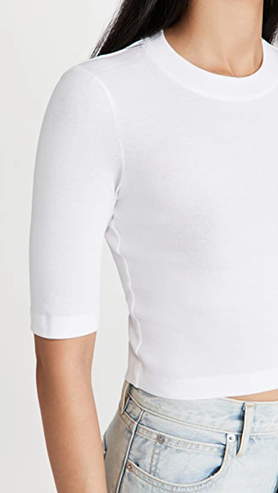 Shop Rosetta Getty Cropped Sleeve T-shirt White