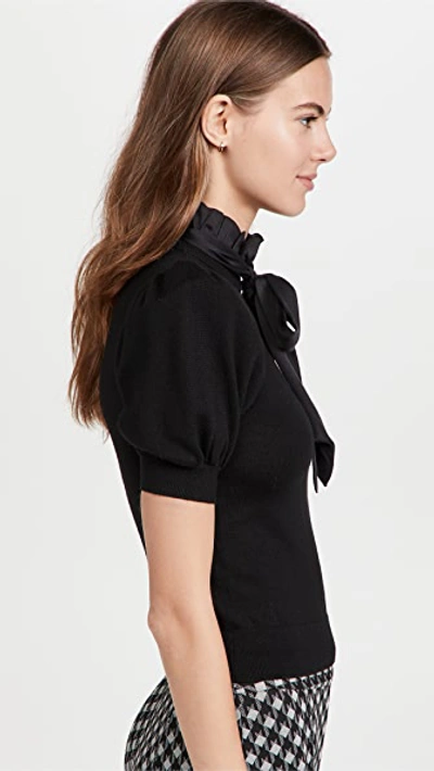 Shop Alice And Olivia Chase Puff Sleeve Ruffle Neck Sweater