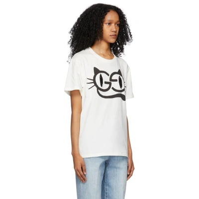 Shop Gucci White Cat Eyes Print T-shirt In 9127 Sunlight/black