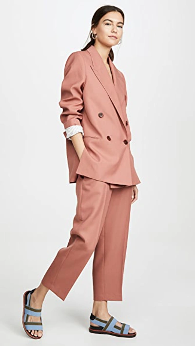 Shop Acne Studios Suiting Trousers In Coral Red