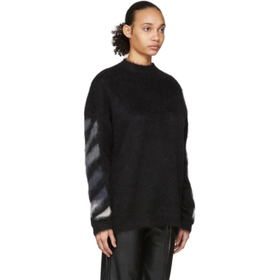 Shop Off-white Black Brushed Mohair Sweater In Black Multi