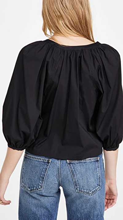 Staud Dill Puff-sleeve Button-front Top In Black
