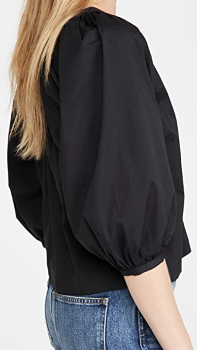 Staud Dill Puff-sleeve Button-front Top In Black