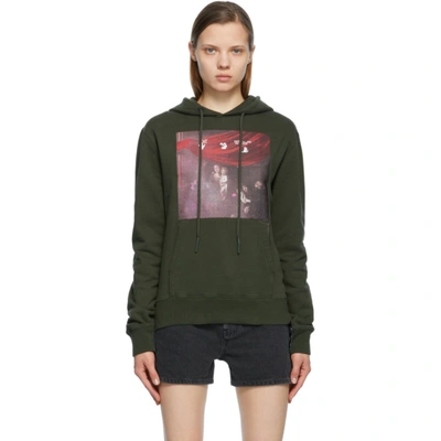 Shop Off-white Green Sprayed Caravaggio Slim Hoodie In Rosin White