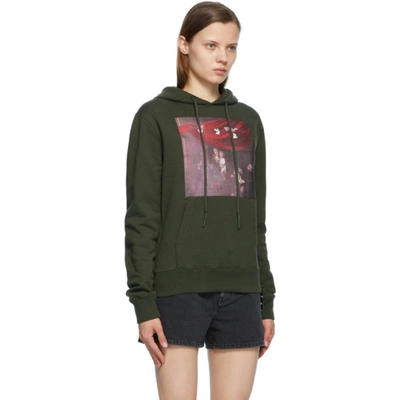 Shop Off-white Green Sprayed Caravaggio Slim Hoodie In Rosin White