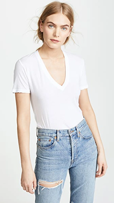 Shop Monrow Tissue V Neck Tee In White