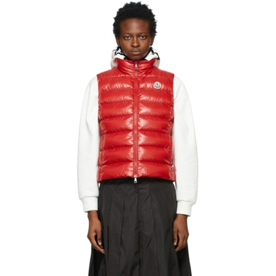 Shop Moncler Red Down Ghany Vest In 457 Red