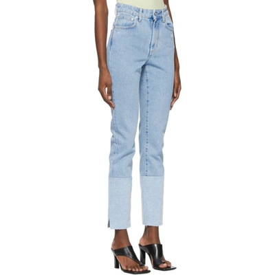 Shop Off-white Blue Two-tone Straight-leg Jeans