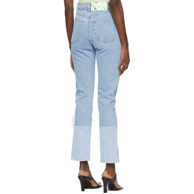 Shop Off-white Blue Two-tone Straight-leg Jeans