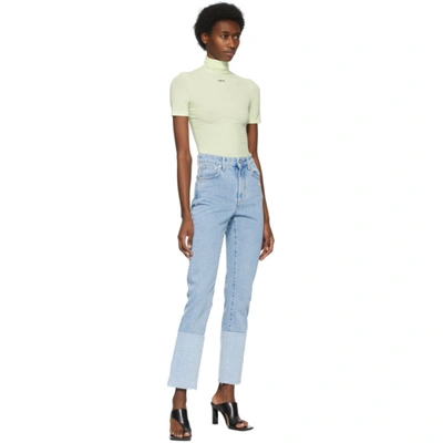 Shop Off-white Blue Two-tone Straight-leg Jeans