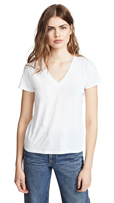 Shop Vince Essential V Neck Tee In White