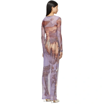 Shop Y/project Purple Mesh Nostalgia Dress In Beige/lilac