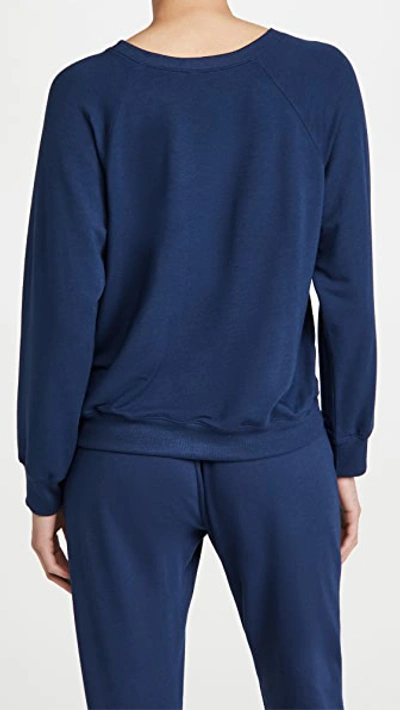 Shop Eberjey Blair Ringer Sweatshirt In Navy