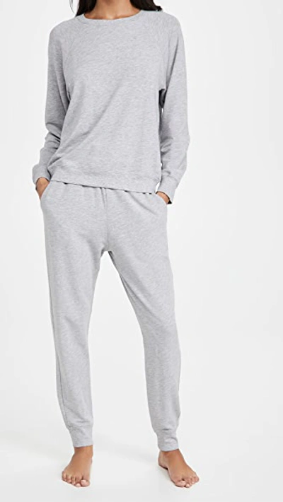 Shop Eberjey Blair Ringer Sweatshirt In Heather Grey