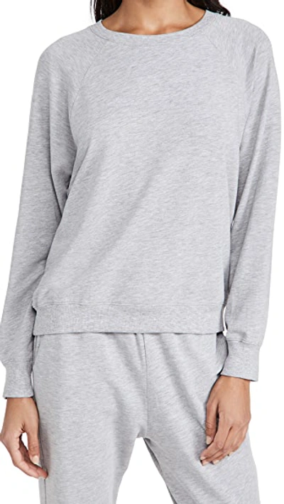 Shop Eberjey Blair Ringer Sweatshirt In Heather Grey