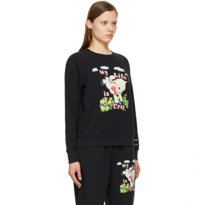 Shop Marc Jacobs Black Magda Archer Edition 'my Life Is Crap' Sweatshirt In 001 Black