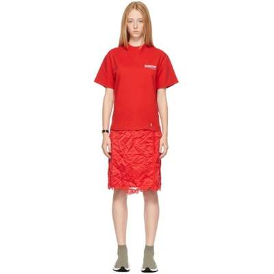 Shop Balenciaga Red Political Campaign T-shirt Slip Dress In 6406 Cardi Red/white