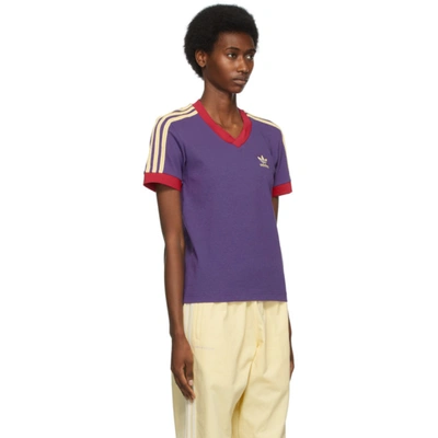 Shop Wales Bonner Purple Adidas Edition Striped V-neck T-shirt In Unity Purpl