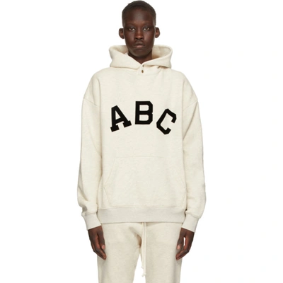 Shop Fear Of God Off-white 'abc' Hoodie In 101 Cream Heather