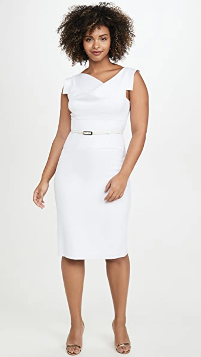 Black Halo Jackie Womens Cap Sleeves Open Back Wear To Work Dress In White